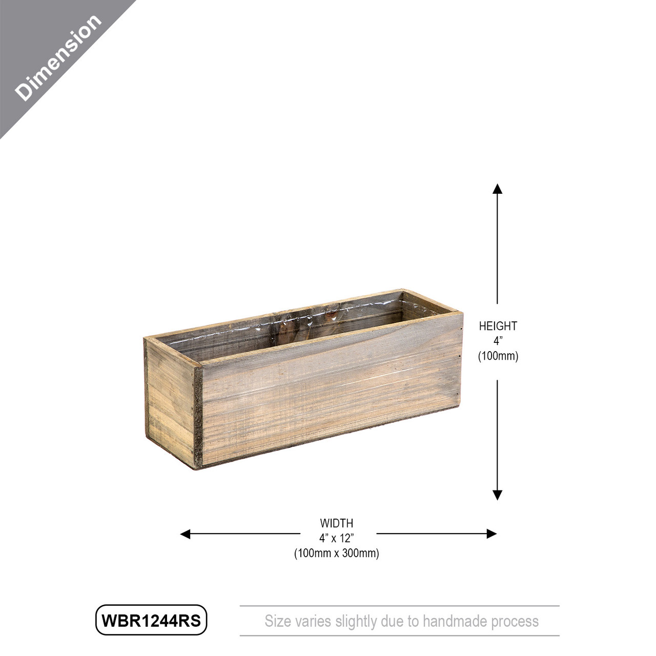 WBR1244RS - Rustic Wood Planter Long Box - 12