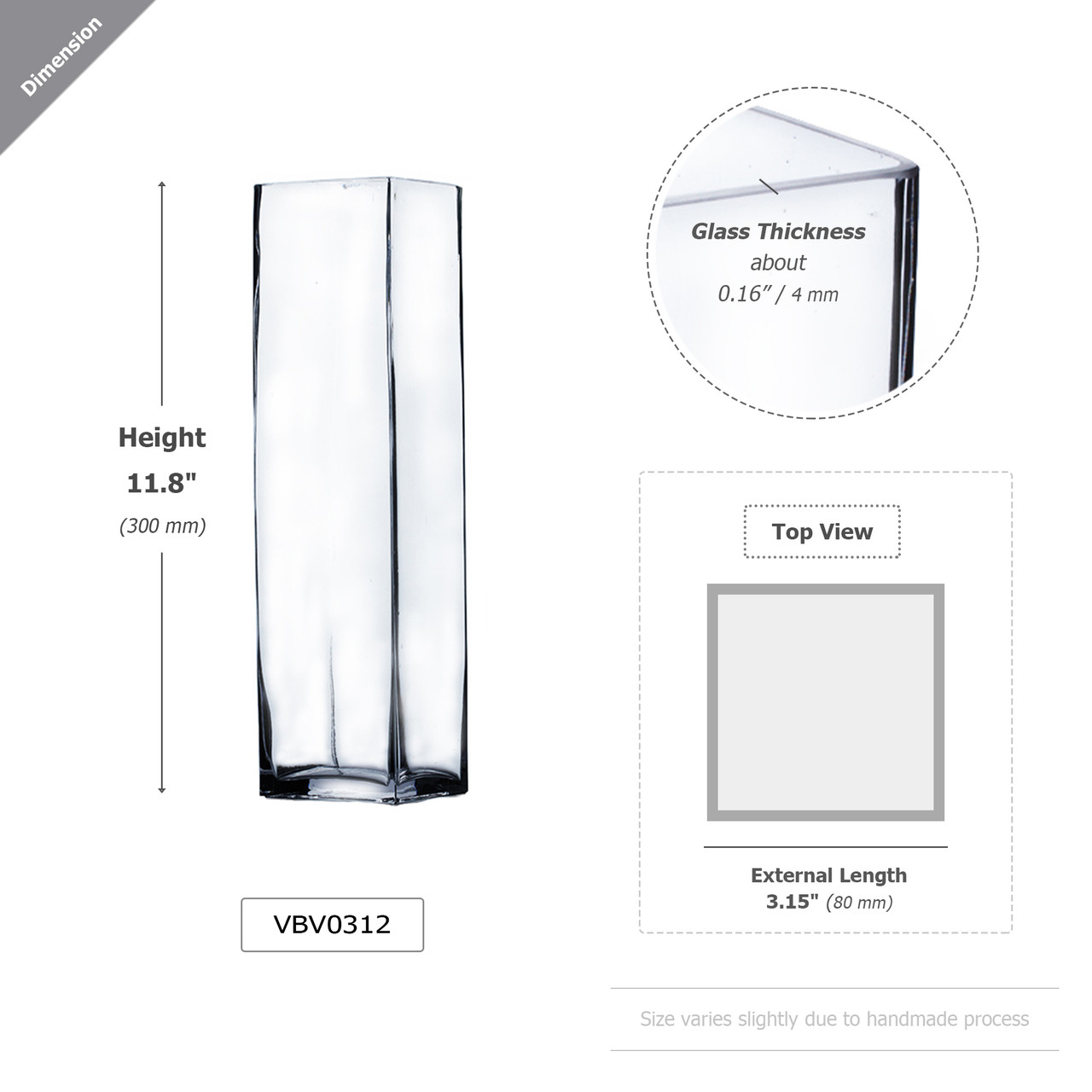 VBV0312 - Square Glass Block Vase - 3