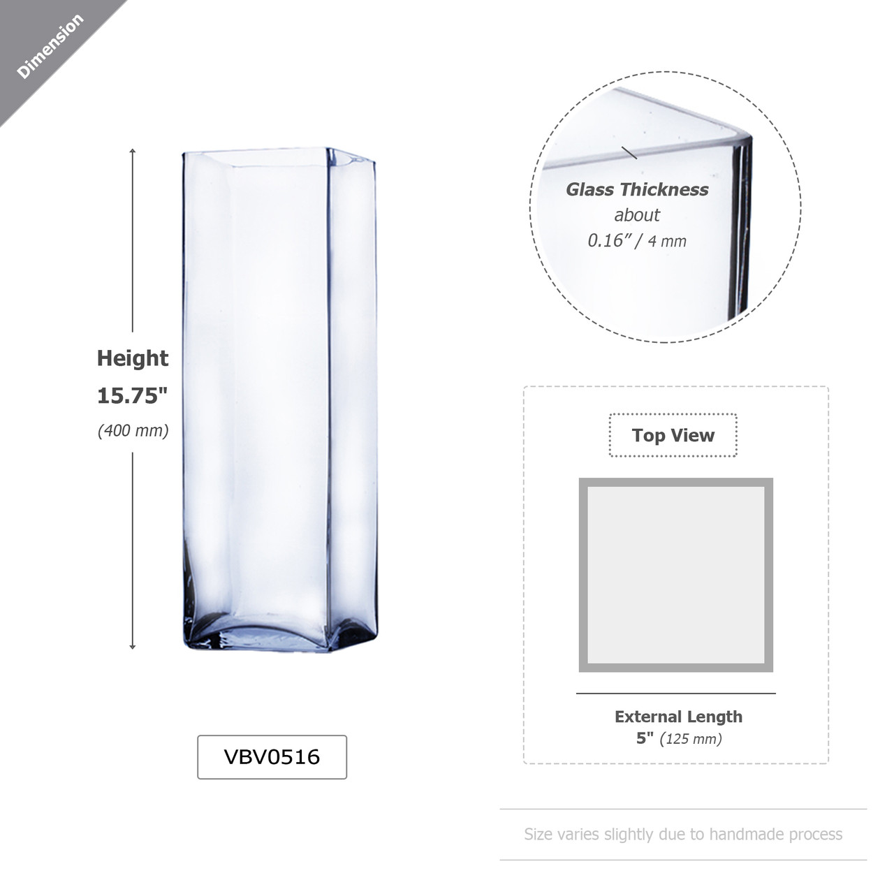 VBV0516 - Square Glass Block Vase - 5