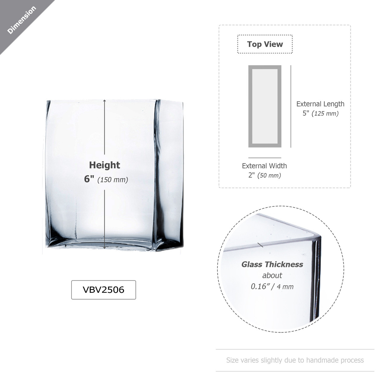 VBV2506 - Rectangular Glass Block Vase - 2