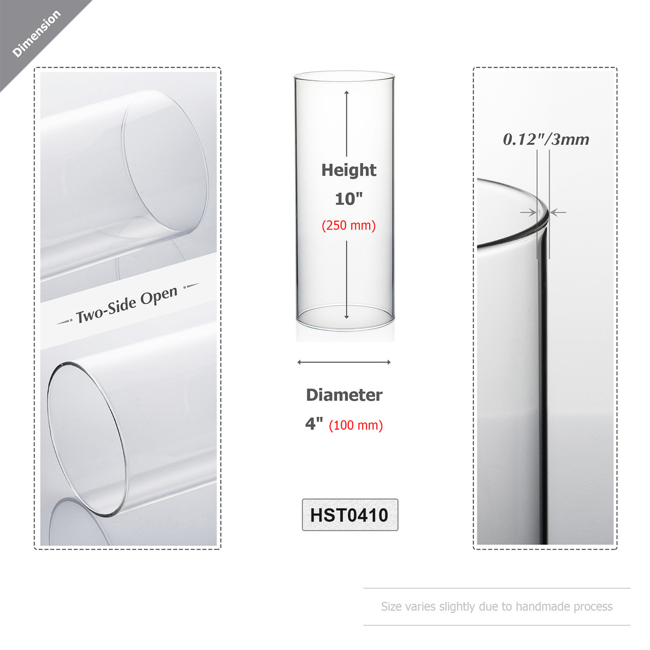 HST0410 - Clear Hurricane Candle Shade Chimney Tube [No Bottom