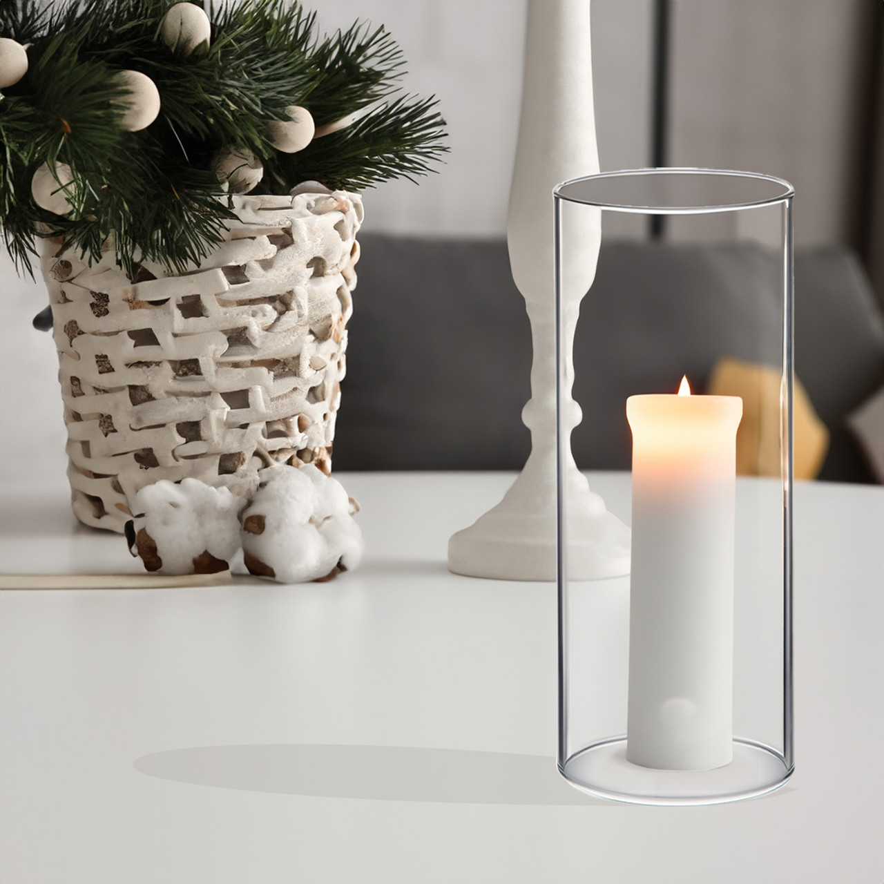 Glass Candle Cover Glass Candleholder Tube Shade Open Flame Glass Candle  Cylinder