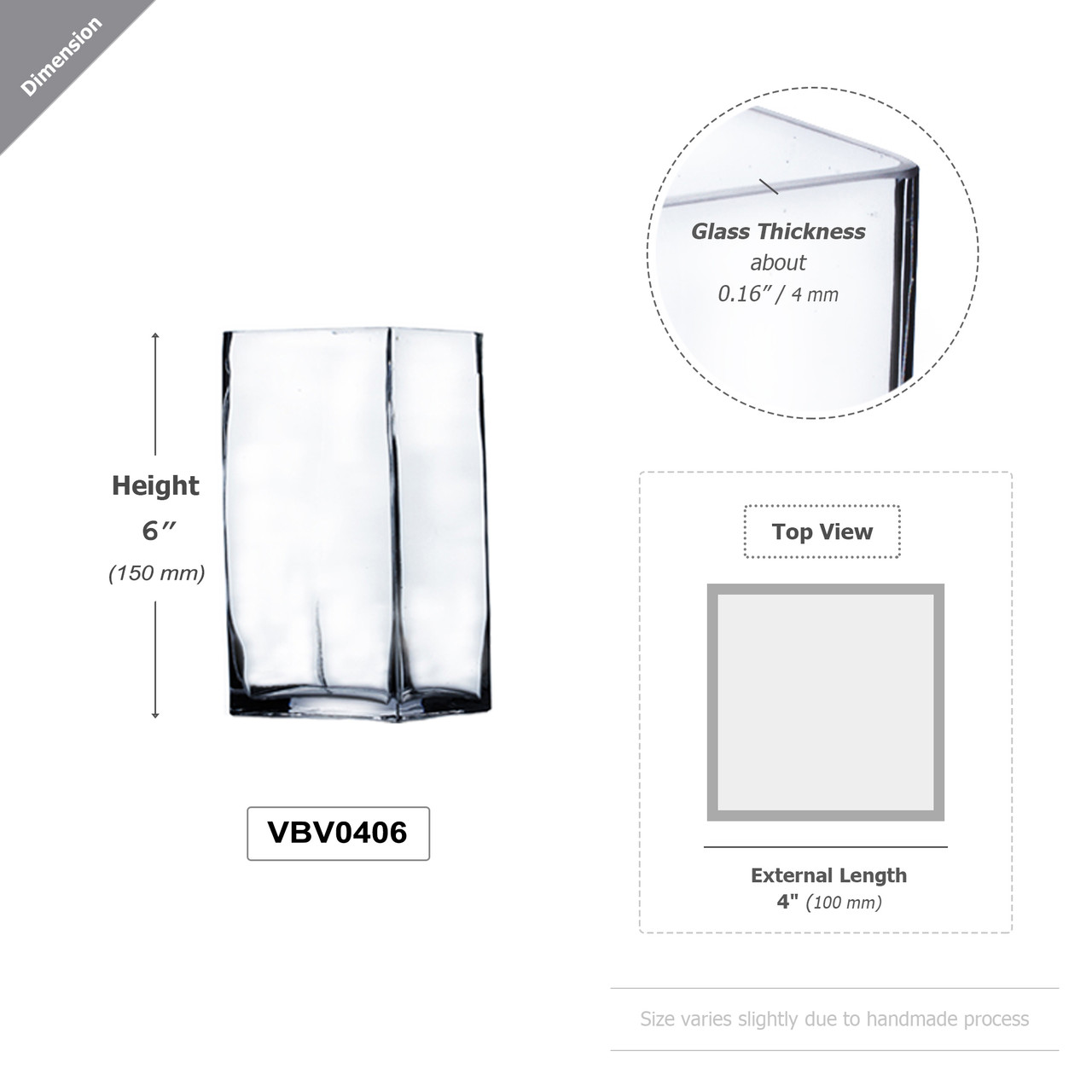 VBV0406 - Square Glass Block Vase - 4