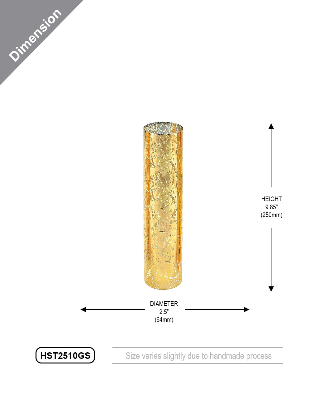 HST2510GS - Gold Speckled Glass Hurricane Candle Shade Chimney