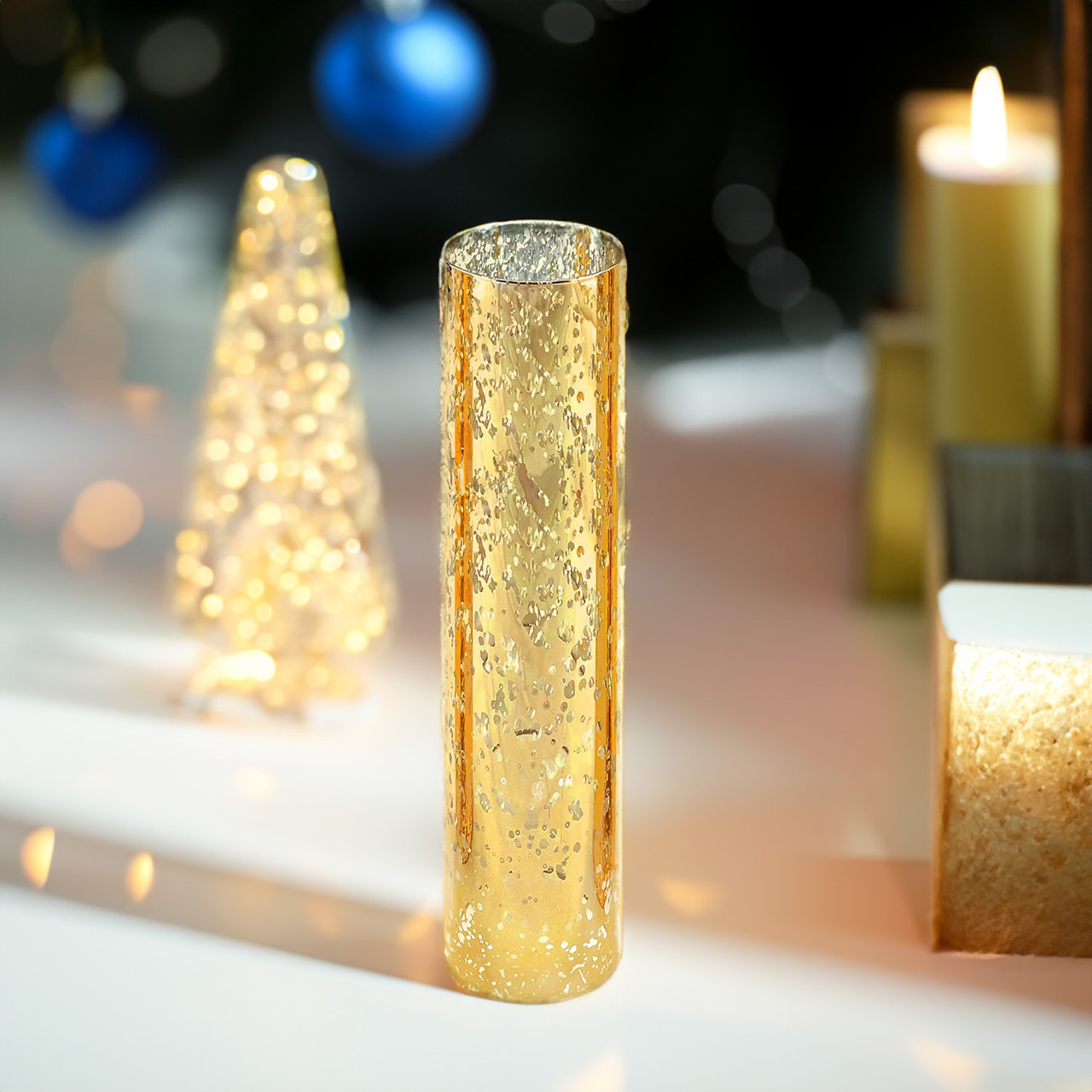 HST2510GS - Gold Speckled Glass Hurricane Candle Shade Chimney