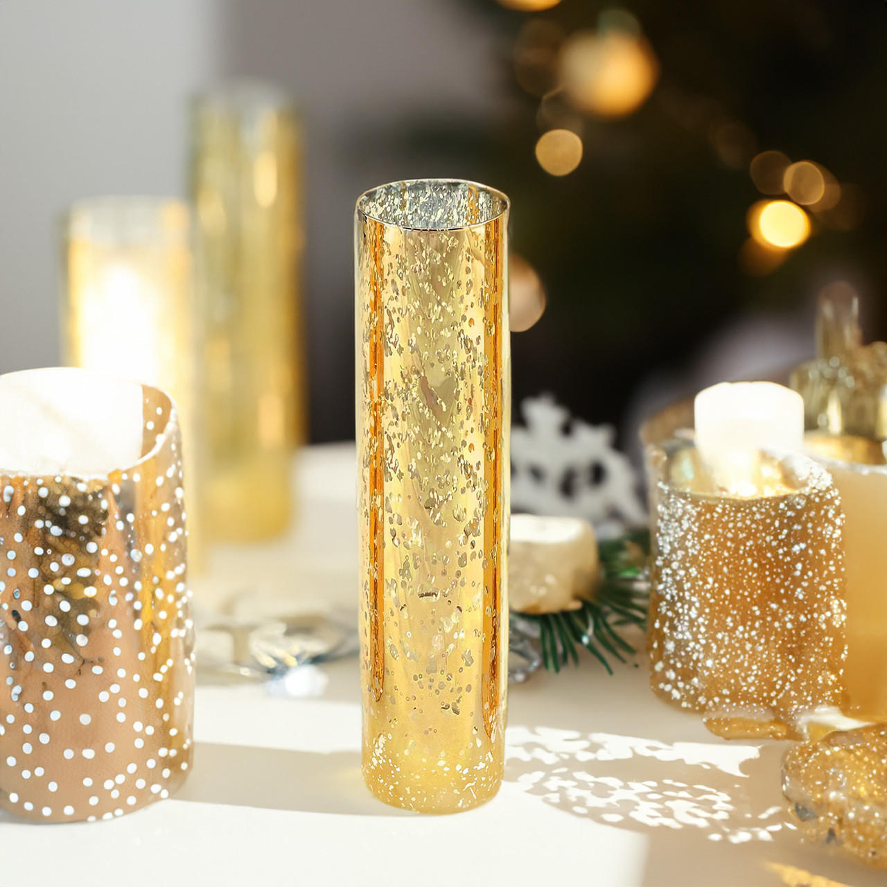 HST2510GS - Gold Speckled Glass Hurricane Candle Shade Chimney