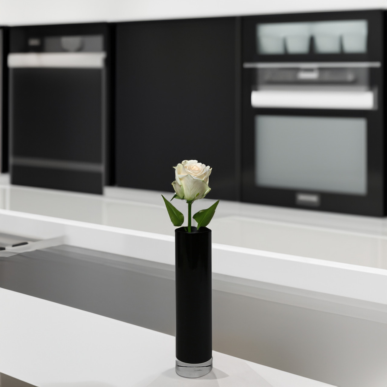 VCY0208BK - Black Cylinder Glass Bud Vase - 2