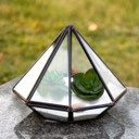 GET2105BK Black Diamond Geometric Glass Terrarium. 6"H - (12 pcs)