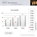 HST5508 - Clear Hurricane Candle Shade Chimney Tube (NO Bottom) -  5.5" x 8" (12 pcs/case)