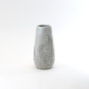 CLV9010CR - Medium Cream Reactive Glazed Vase with Fern Print - 5" W x 10" H (12 pcs/case)