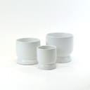 COB7405WT - Medium White Ceramic Modern Pedestal Bowl - 5.3" W x 5" H