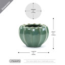 CPB2808PB - Extra Large Variegated Green-Brown Ridged Vase - 7.6" W x 5.1" H