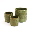 CYC3905GN - Medium Olive Green Leaf Cylinder Vase - 4.7" D x 4.7" H