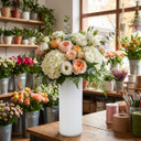 VCY0512WT - White Cylinder Glass Vase - 5"x12"