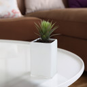 VBV6410WT - White Block Glass Vase - 6"x4"x10"H