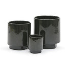CUC1305BK - Medium Unique Black Speckled Cylinder Ceramic with Base - 5.1" H