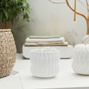 CUD8906WT Large Unique White Ceramic Pot - 6.5" W x 6" H (12 pcs)