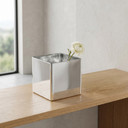 VCB0006SV - Handblown Silver Cube Glass Vase / Candle Holder - 6"