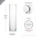VCY0624 - Clear Cylinder Glass Vase - 6" x 24" (6 pcs/case)