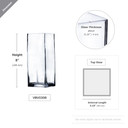 VBV0308 - Square Block Glass Vase - 3"x8"H (12 pcs/case)