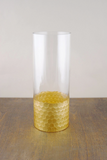 VCY0408 - Cylinder Glass Vase with Gold Foil Honeycomb - 4" x 8"