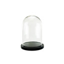 VDM1116WB - Medium Glass Dome Cloche with Black Wood Base - 16"