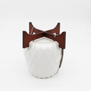 CFB2706WT - White Mid Mod Geometric Vase with Wooden Stand - 5"