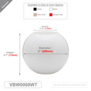 VBW0008WT - White Glass Bubble Bowl Vase - 8"