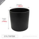 CYL7507BK - Black Ceramic Cylinder Vase - 6.75"H