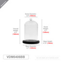 VDM0406BB - Medium Glass Cloche with Base - 5.7"