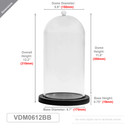 VDM0612BB - Extra Large Glass Cloche with Base - 12.2"