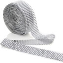Silver Diamond Mesh Wrap Roll Rhinestone Crystal Ribbon - 10 Yards (Single Roll)