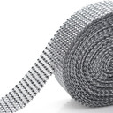 Silver Diamond Mesh Wrap Roll Rhinestone Crystal Ribbon - 10 Yards (Single Roll)