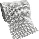Wide Silver Diamond Mesh Wrap Roll Rhinestone Crystal Ribbon - 10 Yards (Single Roll)