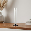 HSR0212 - Pleated/Ribbed Clear Glass Hurricane Candle Shade Chimney Tube  [No Bottom] - 2" x 12"