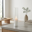 HSR0312 - Pleated/Ribbed Clear Glass Hurricane Candle Shade Chimney Tube  [No Bottom] - 3" x 12"