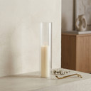 HSR0312 - Pleated/Ribbed Clear Glass Hurricane Candle Shade Chimney Tube  [No Bottom] - 3" x 12"