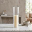 HSR0412 - Pleated/Ribbed Clear Glass Hurricane Candle Shade Chimney Tube  [No Bottom] - 4" x 12"
