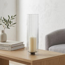 HSR0412 - Pleated/Ribbed Clear Glass Hurricane Candle Shade Chimney Tube  [No Bottom] - 4" x 12"