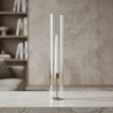 HSR0316 - Pleated/Ribbed Clear Glass Hurricane Candle Shade Chimney Tube  [No Bottom] - 3" x 16"