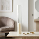 HSR0316 - Pleated/Ribbed Clear Glass Hurricane Candle Shade Chimney Tube  [No Bottom] - 3" x 16"