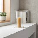 HSR0408 - Pleated/Ribbed Clear Glass Hurricane Candle Shade Chimney Tube  [No Bottom] - 4" x 8"