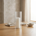 HSR0408 - Pleated/Ribbed Clear Glass Hurricane Candle Shade Chimney Tube  [No Bottom] - 4" x 8"
