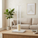 HSR2514 - Pleated/Ribbed Clear Glass Hurricane Candle Shade Chimney Tube  [No Bottom] - 4" x 8"