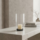 HSR3506 - Pleated/Ribbed Clear Glass Hurricane Candle Shade Chimney Tube  [No Bottom] - 3.5" x 6"