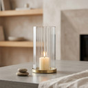 HSR3506 - Pleated/Ribbed Clear Glass Hurricane Candle Shade Chimney Tube  [No Bottom] - 3.5" x 6"