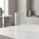 HSR3506 - Pleated/Ribbed Clear Glass Hurricane Candle Shade Chimney Tube  [No Bottom] - 3.5" x 6"