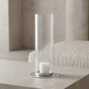 HSR3510 - Pleated/Ribbed Clear Glass Hurricane Candle Shade Chimney Tube  [No Bottom] - 3.5" x 10"