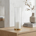 HSR3510 - Pleated/Ribbed Clear Glass Hurricane Candle Shade Chimney Tube  [No Bottom] - 3.5" x 10"