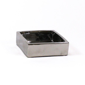 CBC0602SV - Silver Low Square Ceramic Block - 6"x2"H  (12 pcs/case)